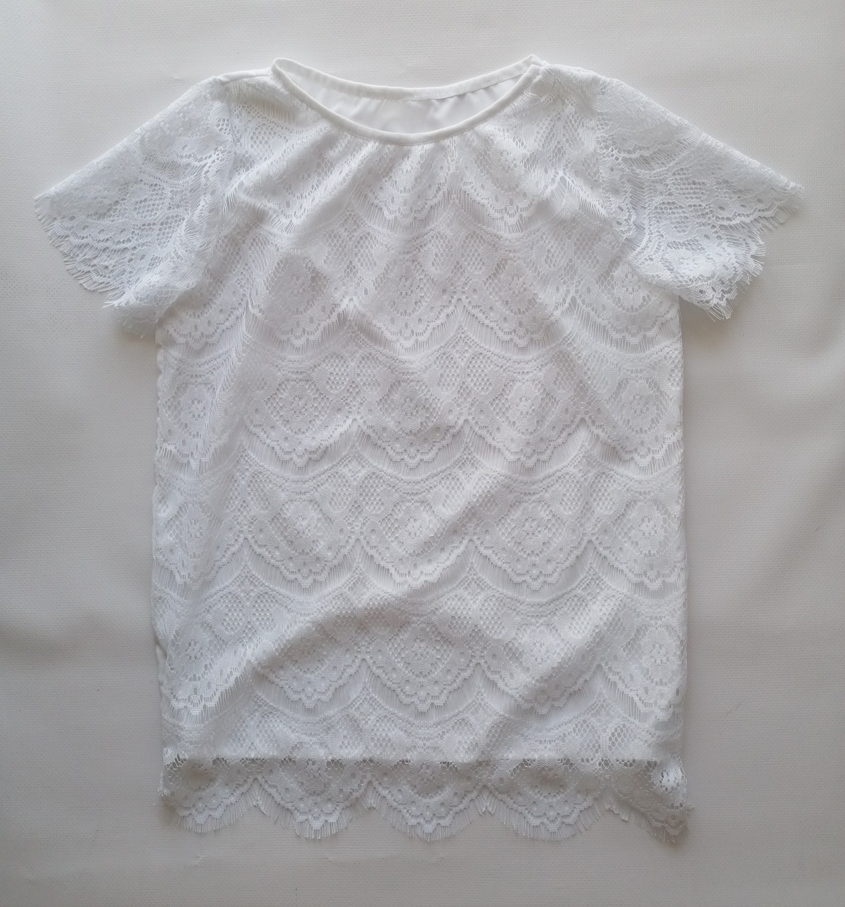 Блузка для дівчинки біла, короткий рукав, мереживна, Eva SmileTime
