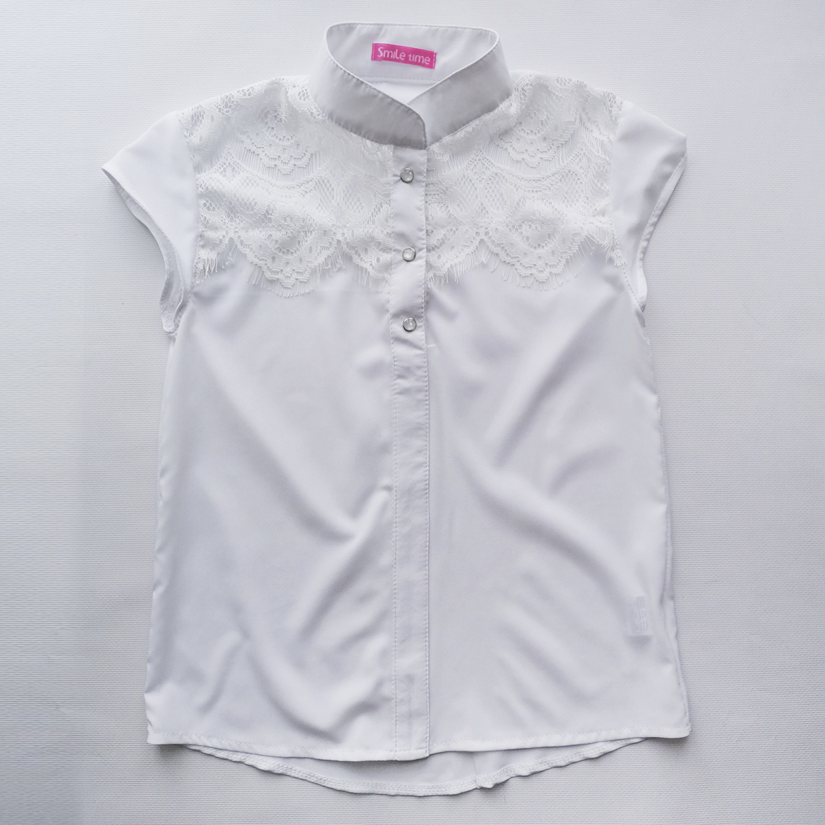 Блузка рубашка для девочки подростка, короткий рукав, белая, Felicity, SmileTime