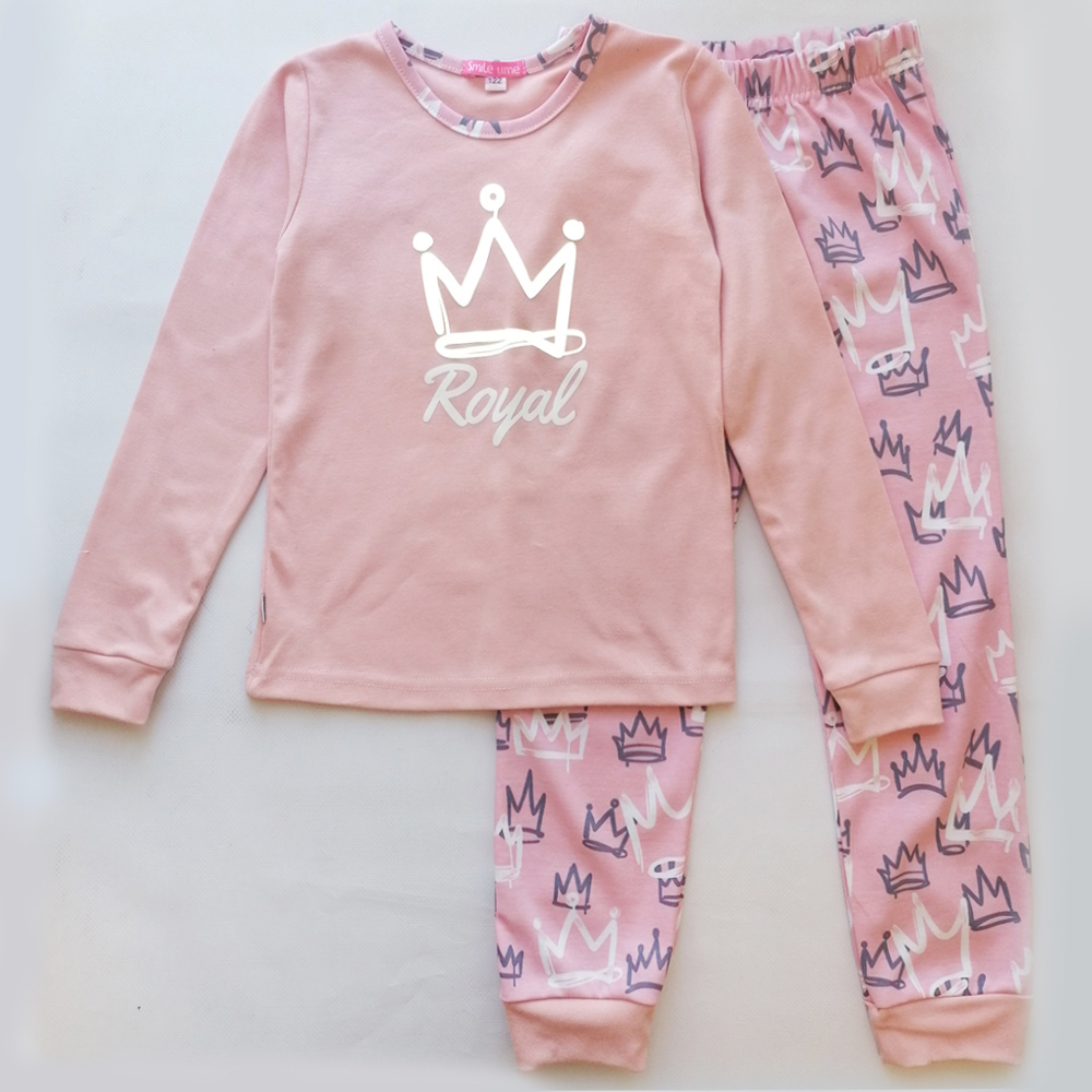 Пижама детская для девочки, розовая, интерлок, Corona SmileTime 
