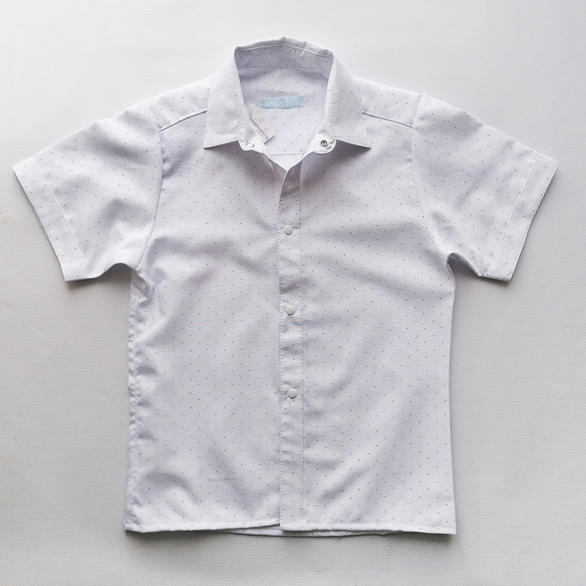 Детская рубашка для мальчика белая с принтом, короткий рукав, на кнопках, SmileTime Points