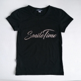 Черная футболка для девочек, с принтом, SmileTime