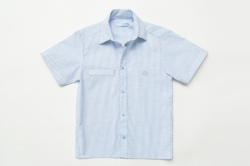 Рубашка для мальчика SmileTime с коротким рукавом на кнопках Полоса, голубая