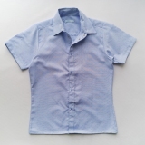 Рубашка для мальчика голубая с принтом, короткий рукав, на кнопках, SmileTime Points