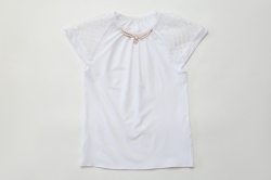 Блузка для девочки с коротким рукавом, белая, Olivia, SmileTime 