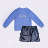 Комплект для девочки, свитер и юбка, Holiday, синий, SmileTime