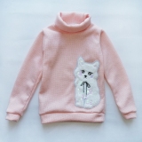 Детский свитер для девочки, с высоким горлом, пудра, SmileTime Pretty Cats