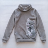 Детский свитер для девочки, с высоким горлом, серый, SmileTime Pretty Cats